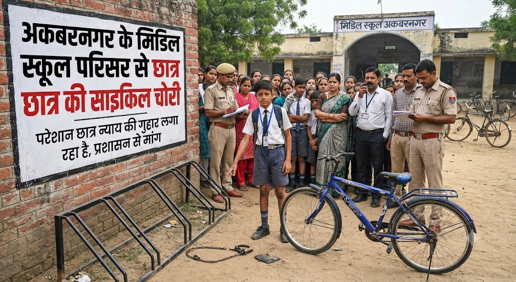 अकबरनगर के मिडिल स्कूल परिसर से छात्र की साइकिल चोरी; पुस्तकालय की पार्किंग में हुई घटना सीसीटीवी में कैद, पुलिस खंगाल रही फुटेज