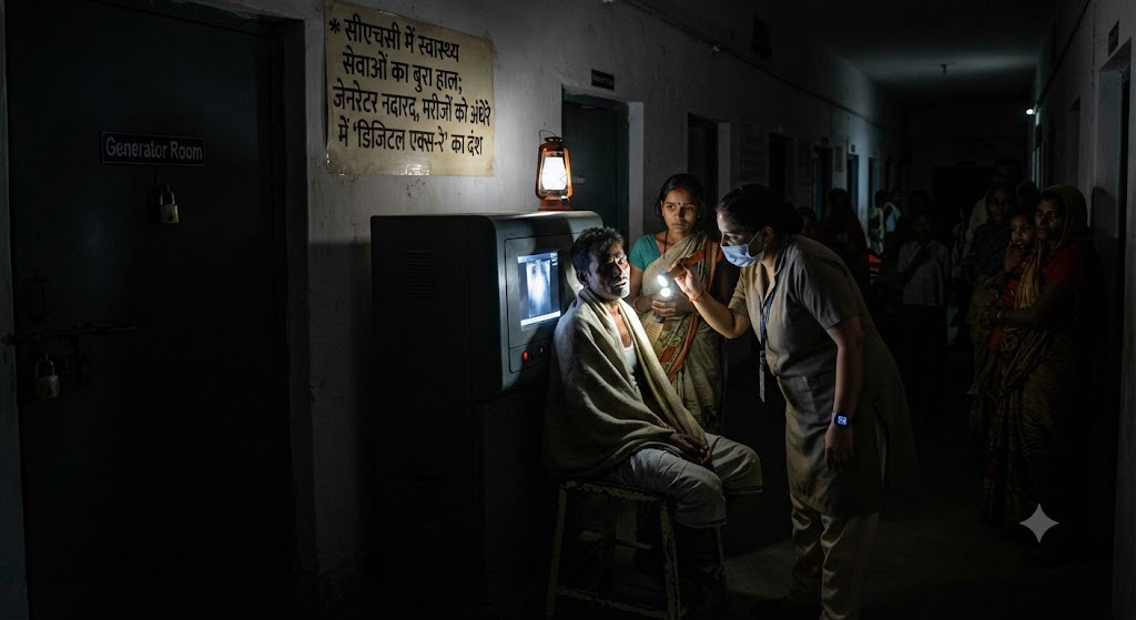 सीएचसी में स्वास्थ्य सेवाओं का बुरा हाल; जेनरेटर नदारद, मरीजों को अंधेरे में 'डिजिटल एक्स-रे' का दंश