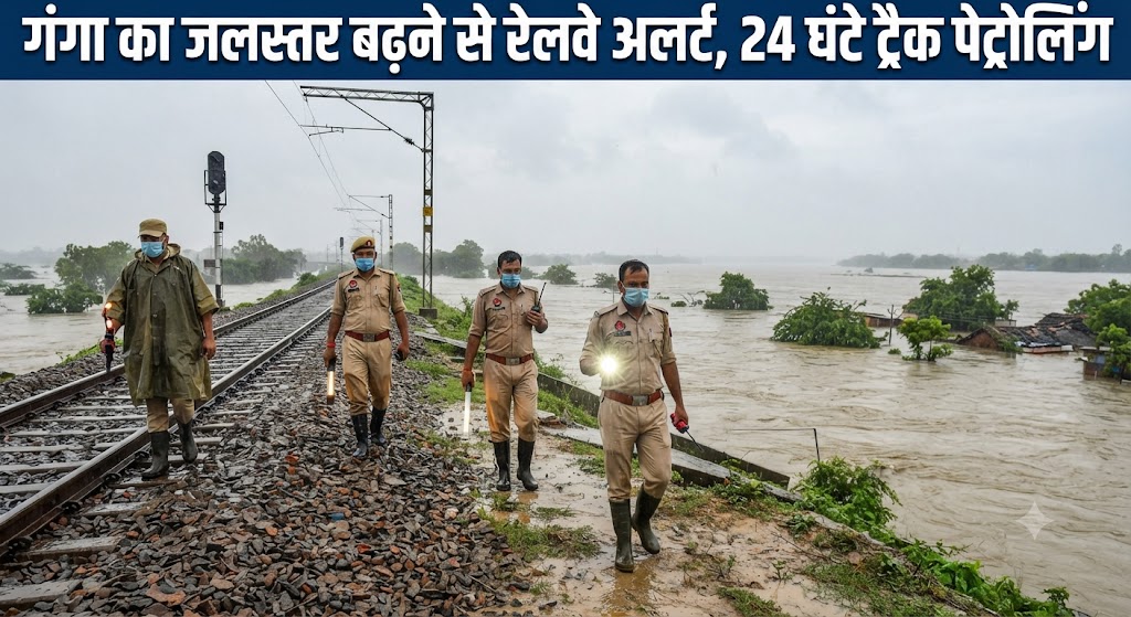 गंगा का जलस्तर बढ़ने से रेलवे अलर्ट, 24 घंटे ट्रैक पेट्रोलिंग के निर्देश सितंबर में बाढ़ के बढ़ते खतरे के बीच कटाव और ट्रैक धंसने की आशंका पर विशेष निगरानी