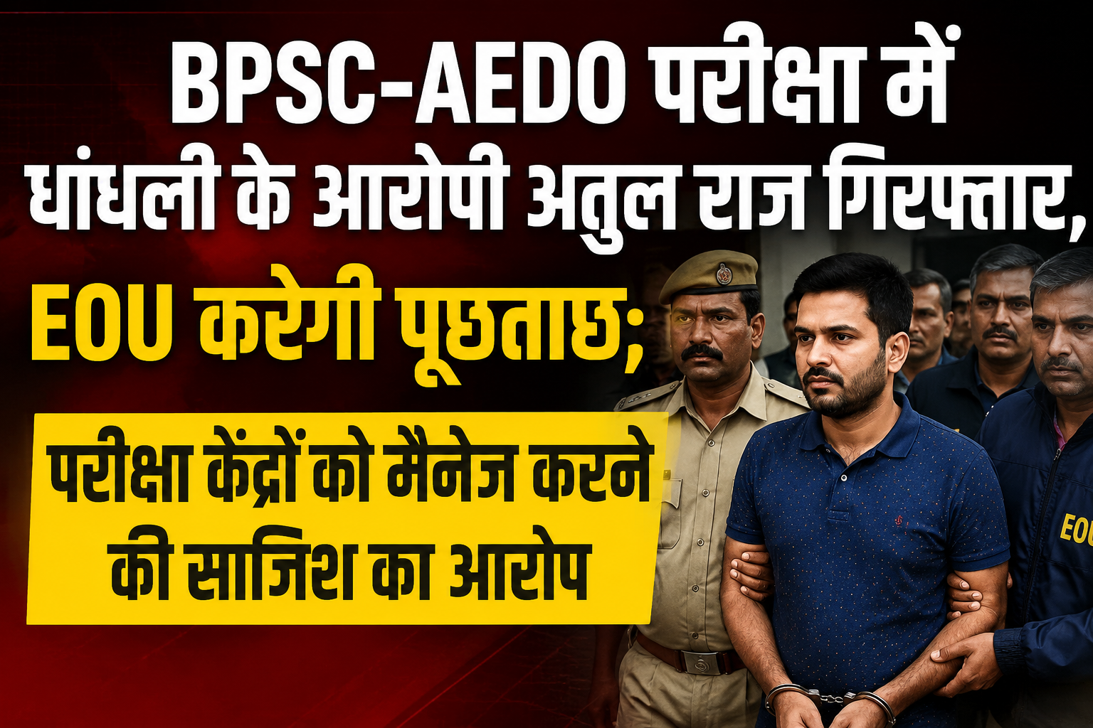 BPSC-AEDO परीक्षा में धांधली के आरोपी अतुल राज गिरफ्तार, EOU करेगी पूछताछ; परीक्षा केंद्रों को मैनेज करने की साजिश का आरोप