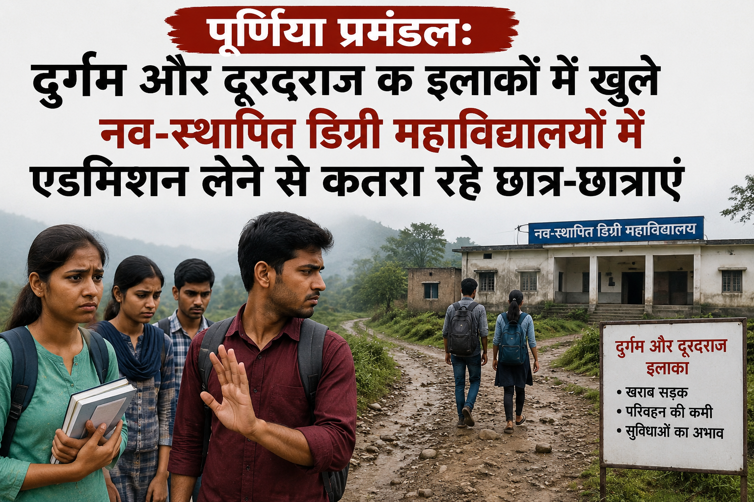 पूर्णिया प्रमंडल: दुर्गम और दूरदराज के इलाकों में खुले नव-स्थापित डिग्री महाविद्यालयों में एडमिशन लेने से कतरा रहे छात्र-छात्राएं; बुनियादी सुविधाओं की भारी कमी और प्रशासनिक उदासीनता के कारण वीरान पड़े हैं नए कॉलेज, भविष्य को लेकर चिंतित हैं ग्रामीण युवा
