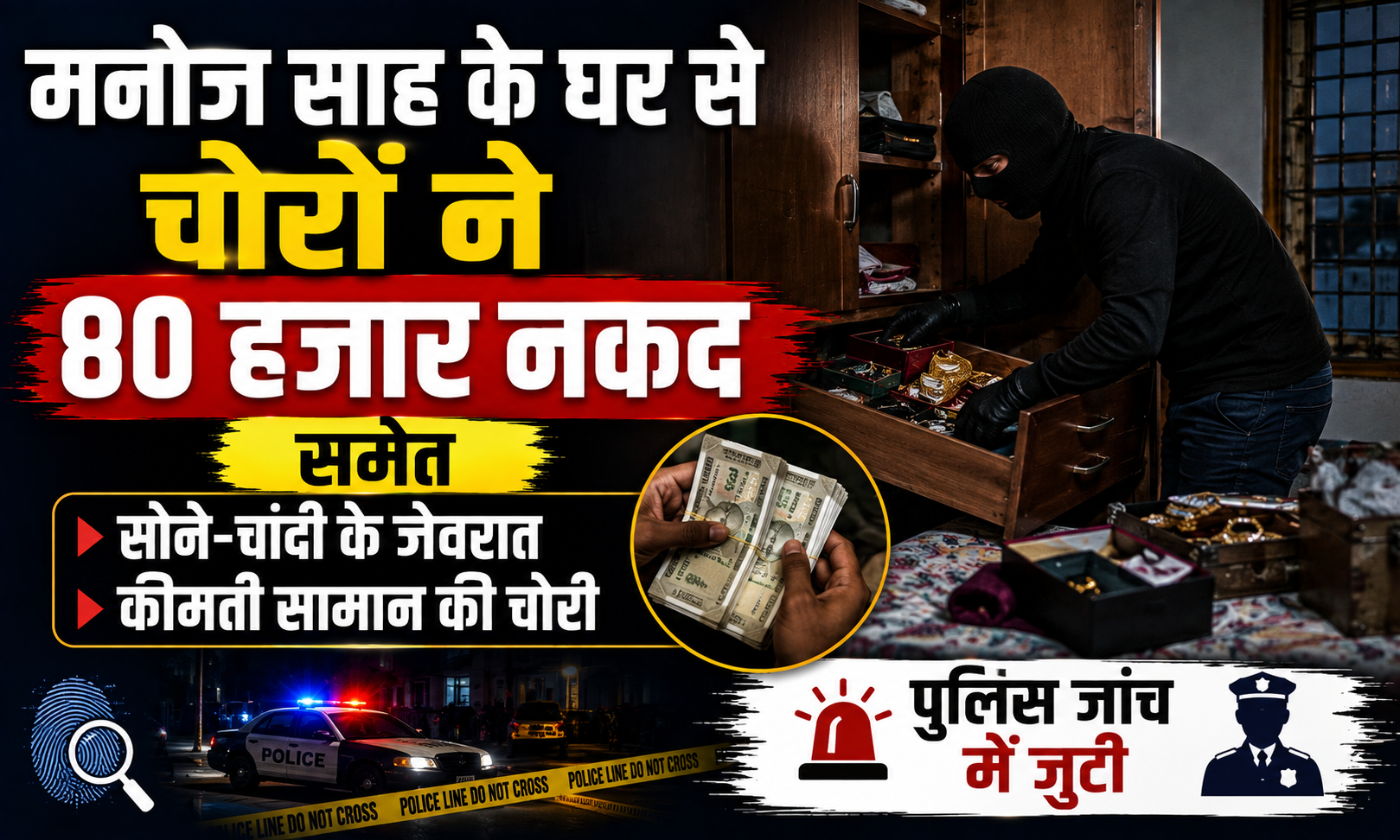 मनोज साह के घर से चोरों ने 80 हजार नकद समेत लाखों के कीमती सामान पर किया हाथ साफ