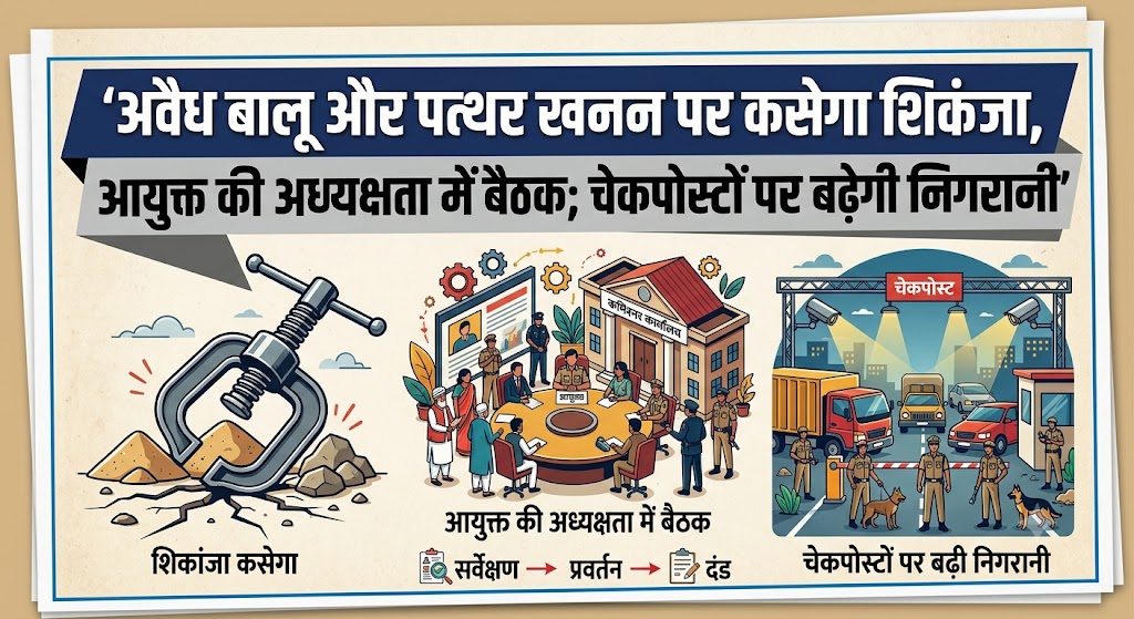 अवैध बालू और पत्थर खनन पर कसेगा शिकंजा, आयुक्त की अध्यक्षता में बैठक; चेकपोस्टों पर बढ़ेगी निगरानी