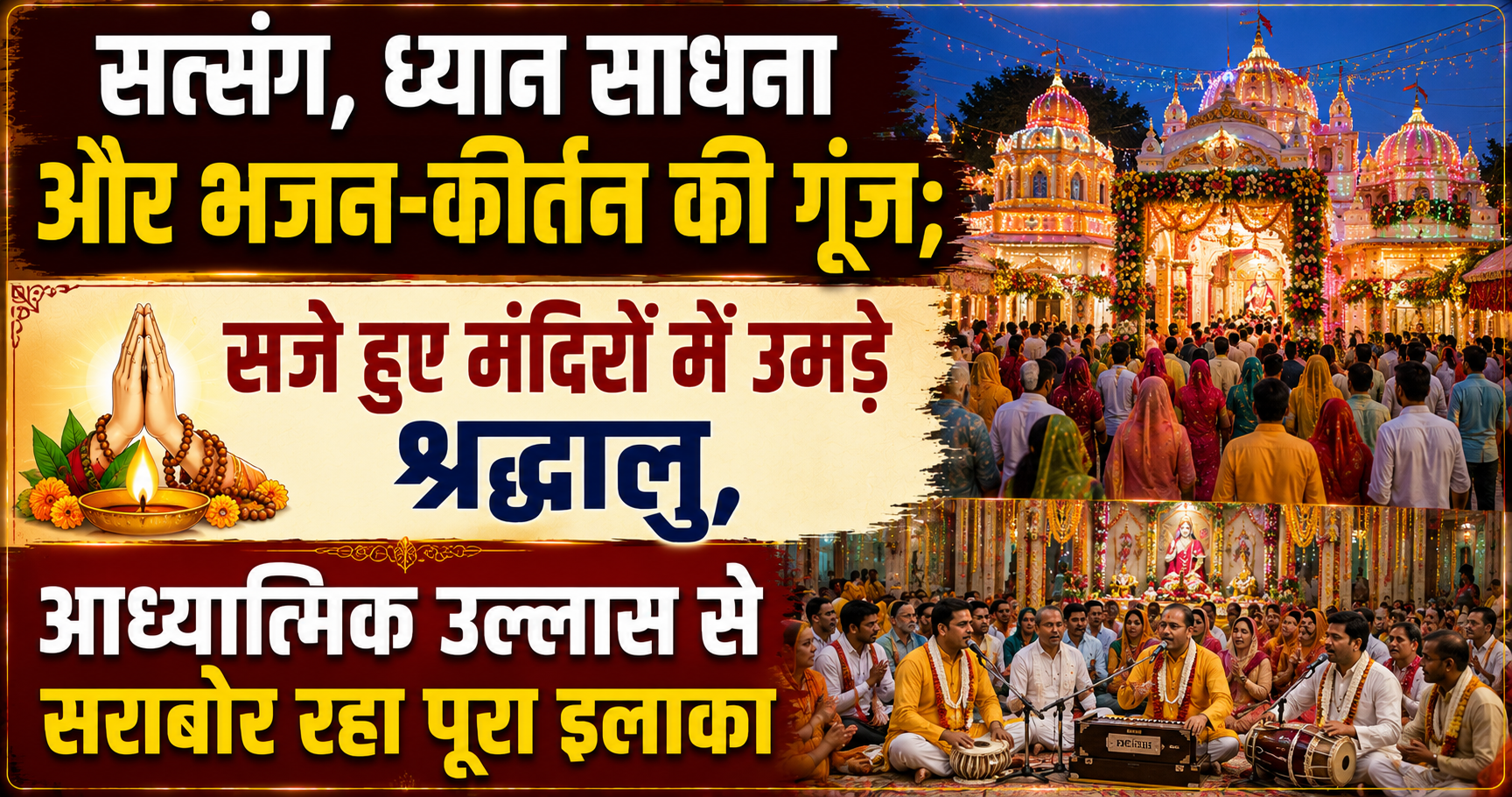 Echoes of Satsang, Meditation Practice, and Bhajan-Kirtan; Devotees Flock to Decorated Temples, Entire Area Imbued with Spiritual Ecstasy
