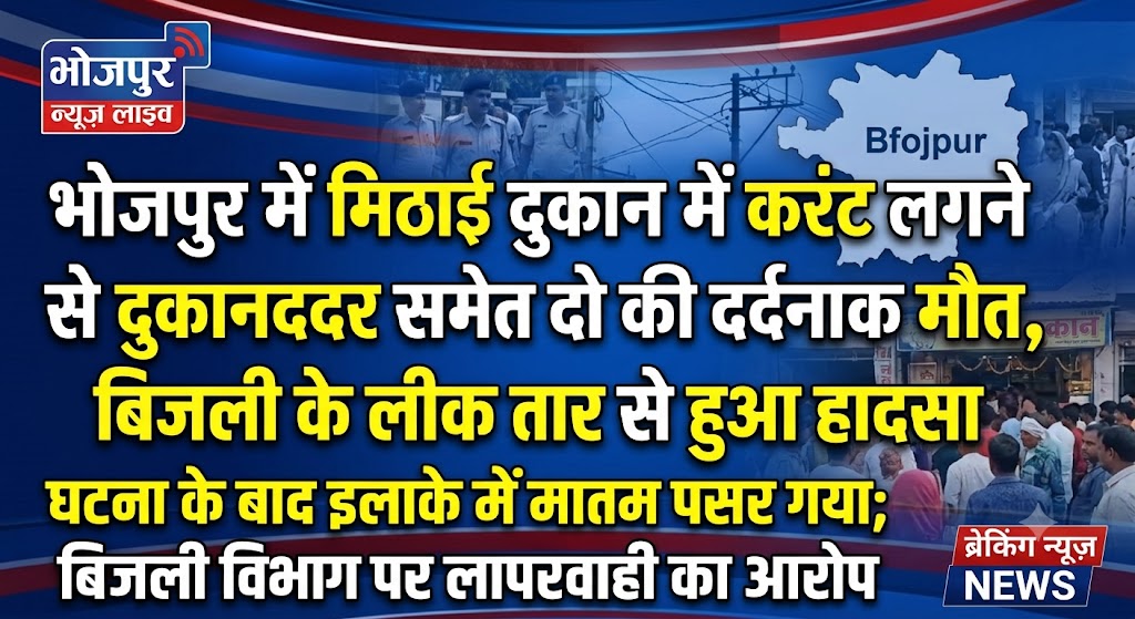 भोजपुर में मिठाई दुकान में करंट लगने से दुकानदार समेत दो की दर्दनाक मौत, बिजली के लीक तार से हुआ हादसा