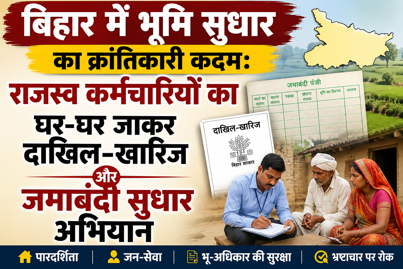 बिहार में भूमि सुधार का क्रांतिकारी कदम: राजस्व कर्मचारियों का घर-घर जाकर दाखिल-खारिज और जमाबंदी सुधार अभियान
