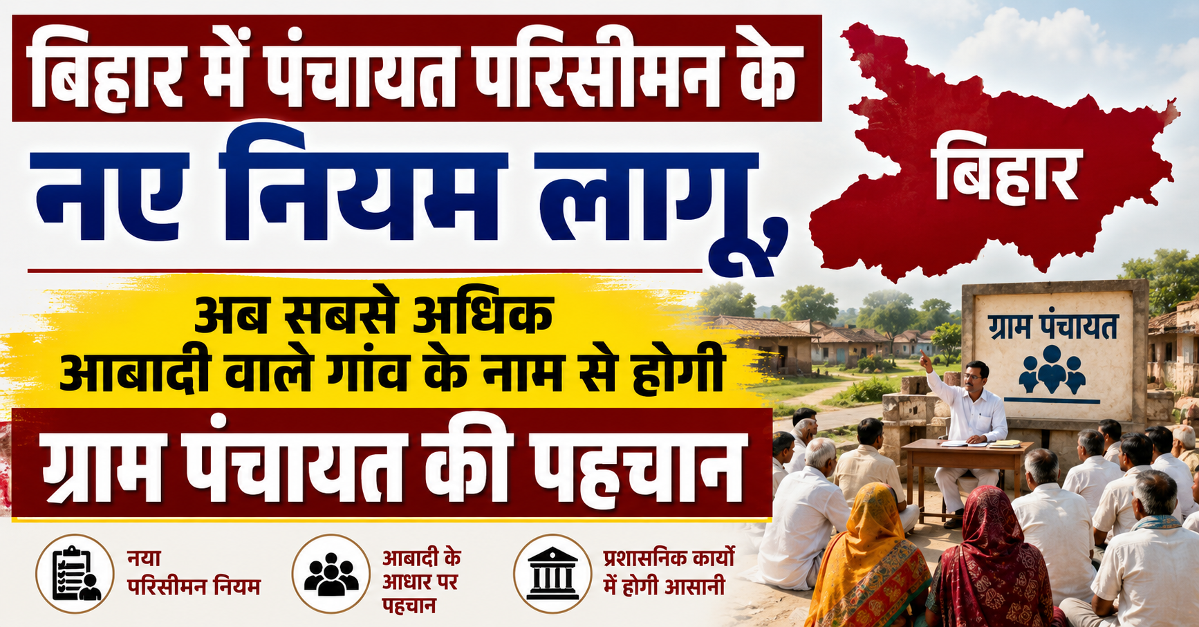 बिहार में पंचायत परिसीमन के नए नियम लागू, अब सबसे अधिक आबादी वाले गांव के नाम से होगी ग्राम पंचायत की पहचान