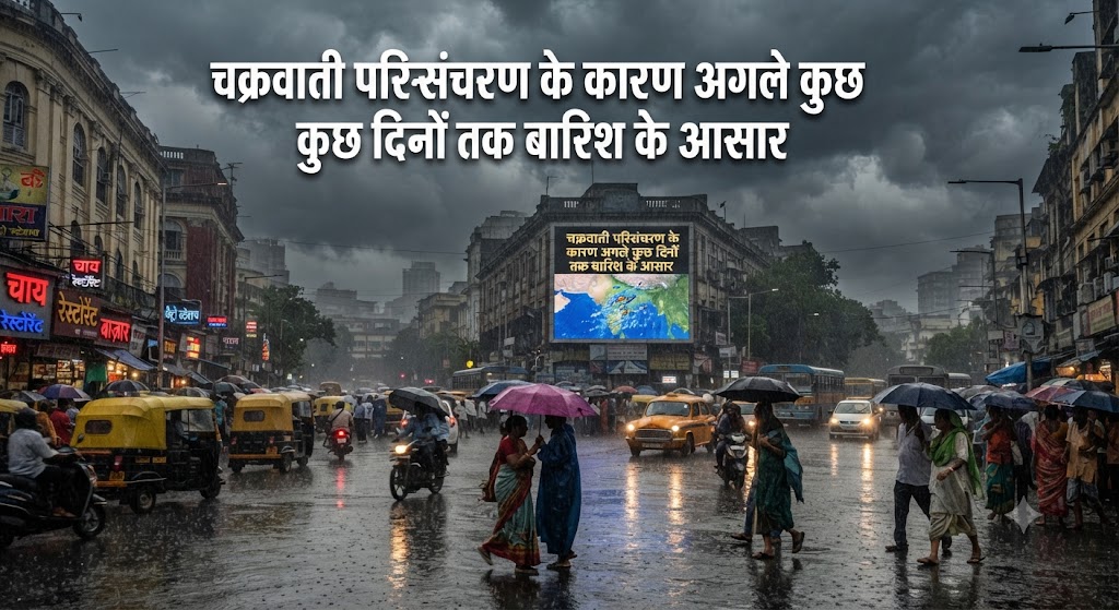 चक्रवाती परिसंचरण के कारण अगले कुछ दिनों तक बारिश के आसार