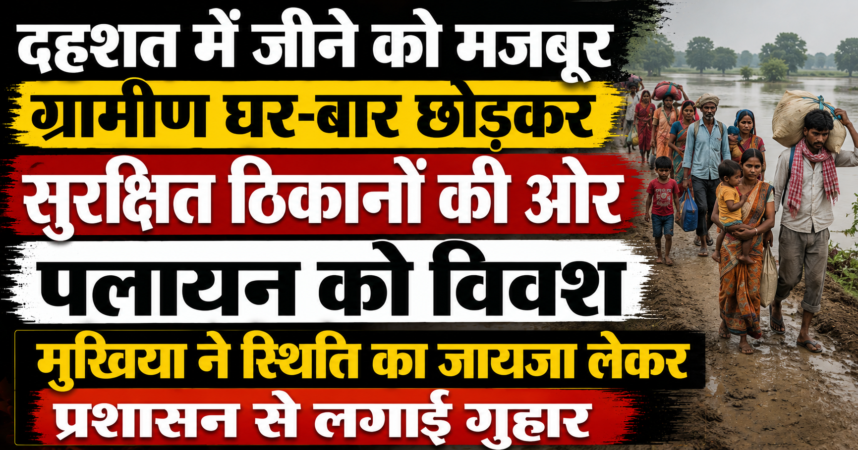 दहशत में जीने को मजबूर ग्रामीण घर-बार छोड़कर सुरक्षित ठिकानों की ओर पलायन को विवश, मुखिया ने स्थिति का जायजा लेकर प्रशासन से लगाई गुहार
