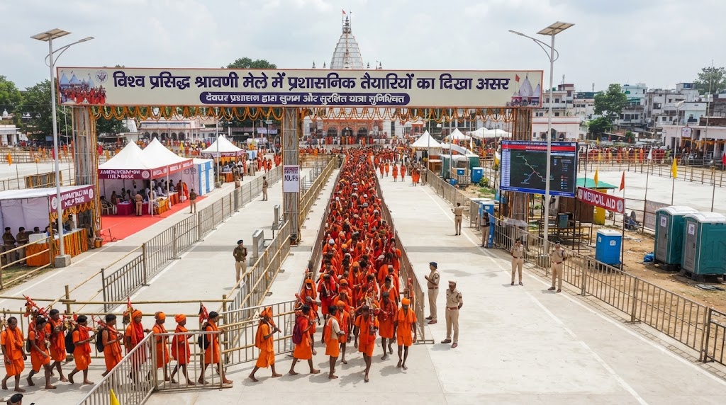 Administrative Preparations Show Impact in World-Famous Shravani Mela; Heavy Crowds of Shiva Devotees Surge at Sultanganj's Namami Gange Ghat, Kanwarias Receiving High-Level Facilities