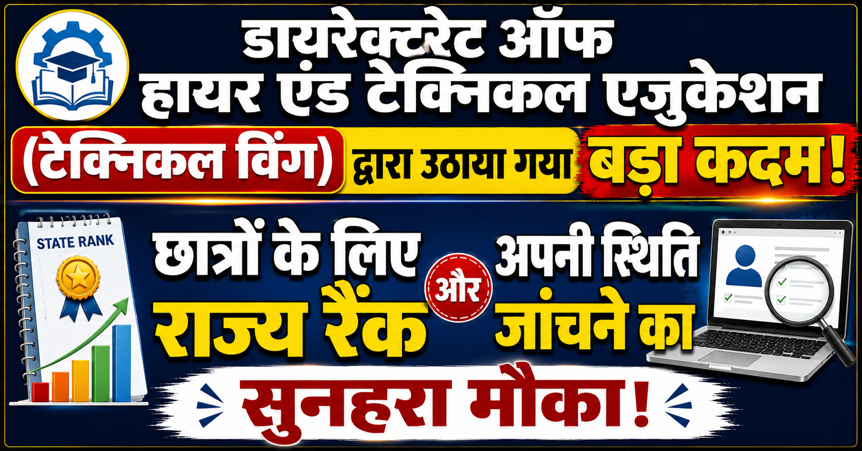 Major Step Taken by the Directorate of Higher and Technical Education (Technical Wing); Golden Opportunity for Students to Check State Rank and Status