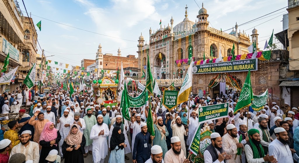 भागलपुर के ऐतिहासिक खानकाह आलिया शहबाजिया में जुलूस-ए-मुहम्मदी की तैयारियां तेज मौलानाचक में हुई उच्चस्तरीय बैठक, तय समय पर जुलूस पहुंचने की अपील