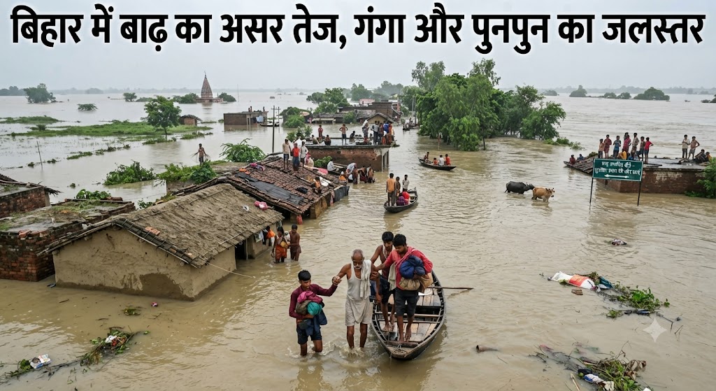 बिहार में बाढ़ का असर तेज, गंगा और पुनपुन का जलस्तर बढ़ा जलस्तर बढ़ने से एसटीपी बंद, सीवरेज ट्रीटमेंट बाधित; सीएम ने बाढ़ग्रस्त इलाकों की स्थिति की समीक्षा की