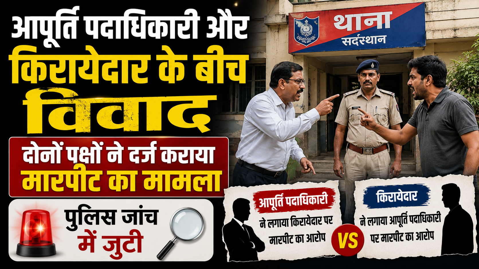 आपूर्ति पदाधिकारी और किरायेदार के बीच विवाद, दोनों पक्षों ने दर्ज कराया मारपीट का मामला; पुलिस जांच में जुटी