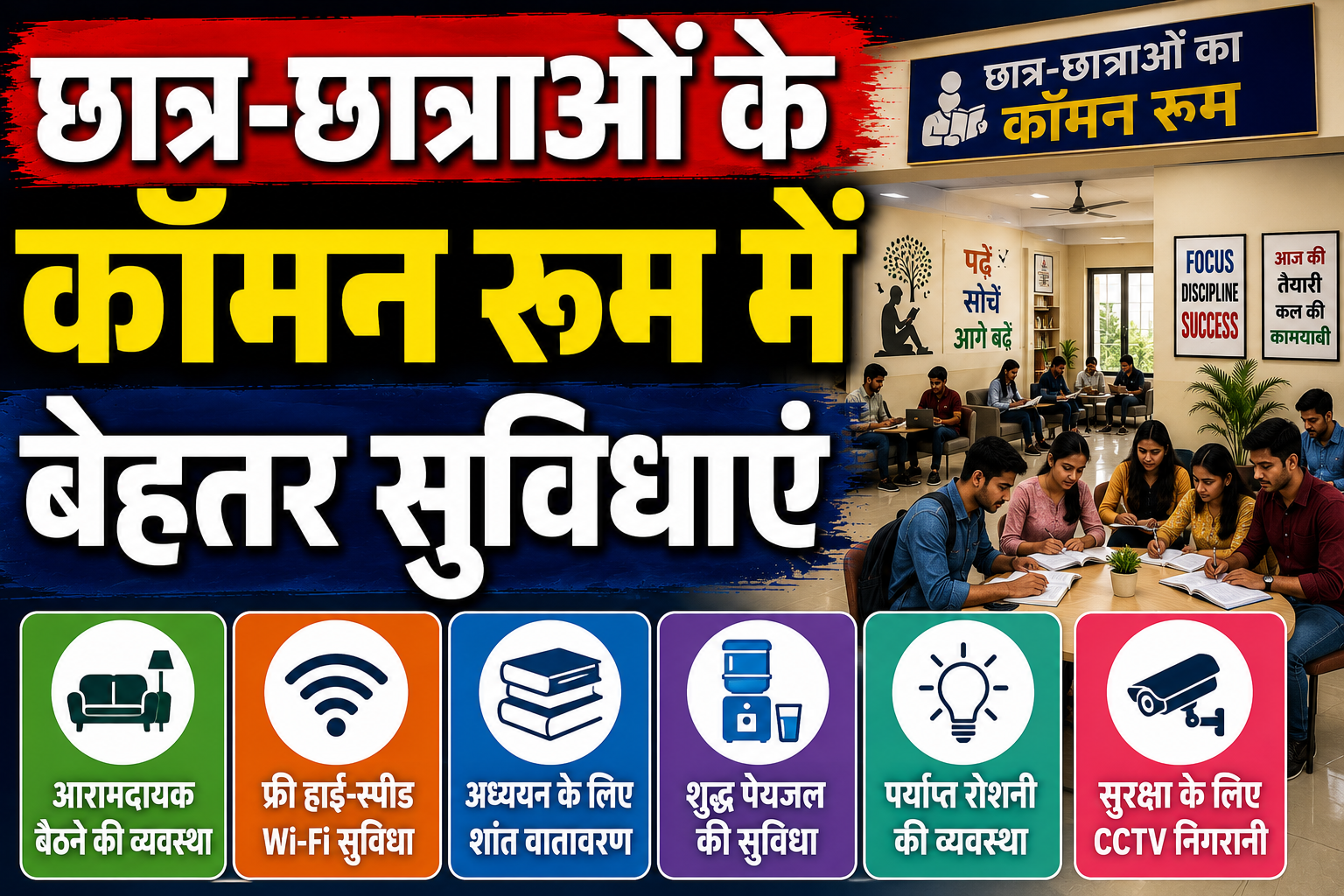 छात्र-छात्राओं के कॉमन रूम में बेहतर सुविधाएं उपलब्ध कराने की उठी मांग बिना आईडी कार्ड के प्रवेश पर लगे रोक, छात्रसंघ ने प्रशासन को सौंपा ज्ञापन