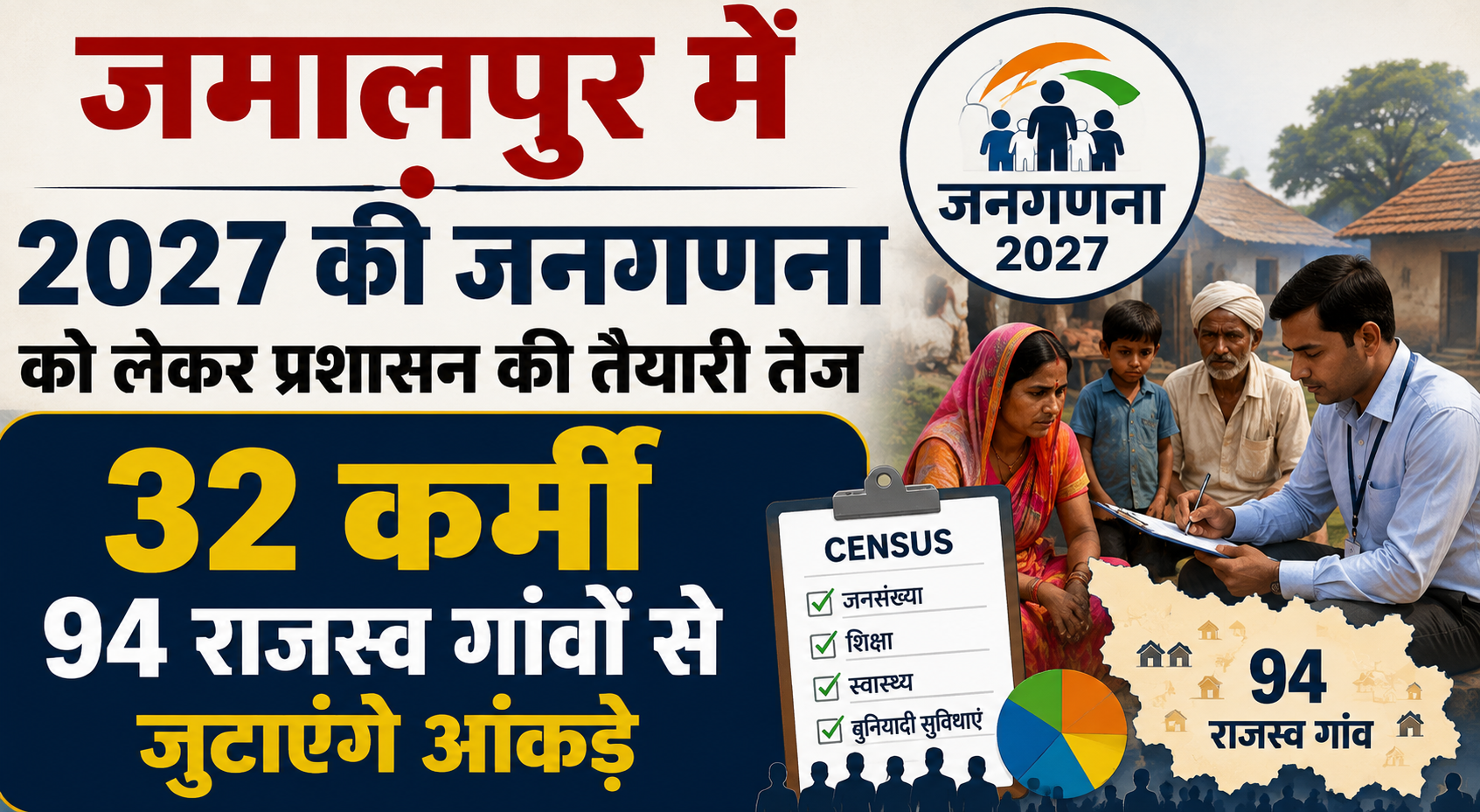 जमालपुर में 2027 की जनगणना को लेकर प्रशासन की तैयारी तेज, 32 कर्मी 94 राजस्व गांवों से जुटाएंगे आंकड़े