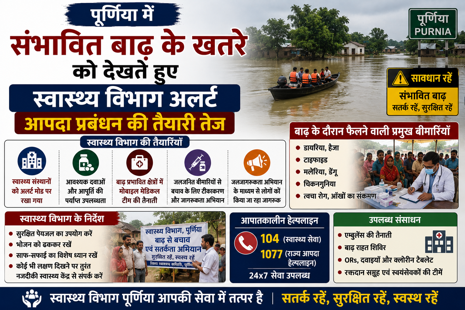पूर्णिया में संभावित बाढ़ के खतरे को देखते हुए स्वास्थ्य विभाग अलर्ट: आपदा प्रबंधन की तैयारी तेज