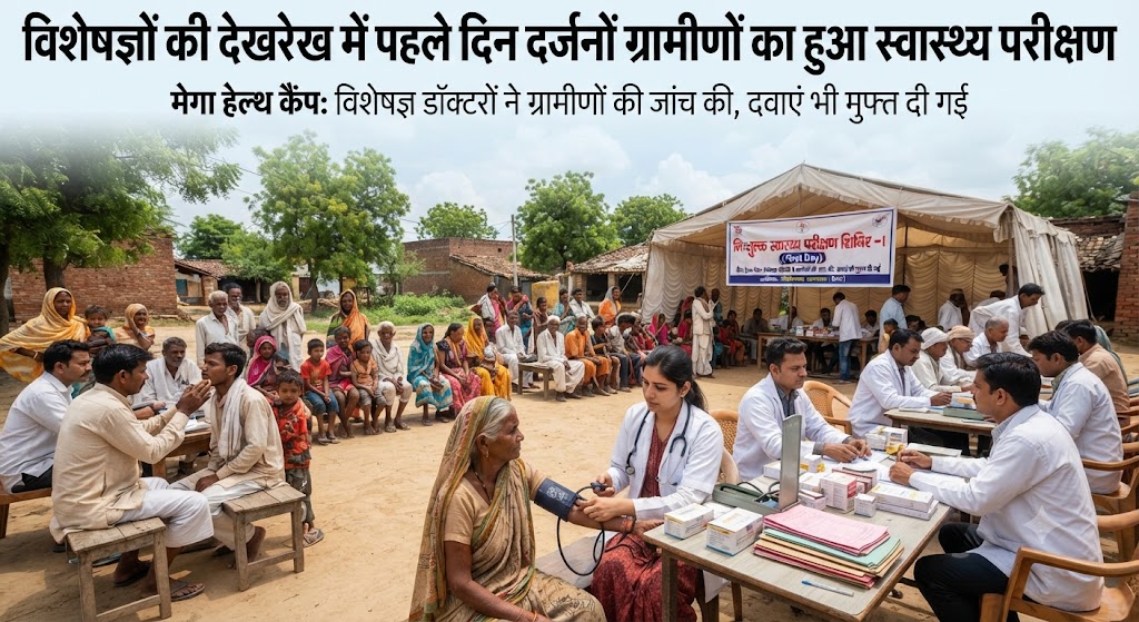 बैजानी गांव में दिशा ग्रामीण विकास मंच की अनूठी पहल; दो दिवसीय निःशुल्क प्राकृतिक चिकित्सा शिविर का भव्य शुभारंभ, विशेषज्ञों की देखरेख में पहले दिन दर्जनों ग्रामीणों का हुआ स्वास्थ्य परीक्षण