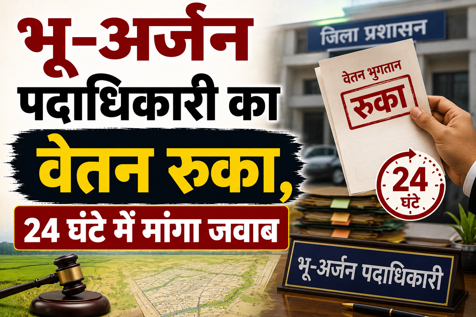 भू-अर्जन पदाधिकारी का वेतन रुका, 24 घंटे में मांगा जवाब