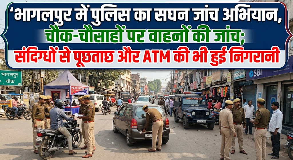 Bhagalpur Police Conduct Security Check, Vehicles Inspected at Major Intersections; Suspects Questioned and ATMs Monitored