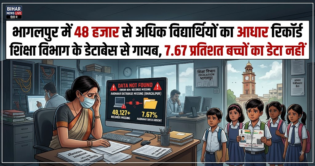 भागलपुर में 48 हजार से अधिक विद्यार्थियों का आधार रिकॉर्ड शिक्षा विभाग के डेटाबेस से गायब, 7.67 प्रतिशत बच्चों का डेटा नहीं