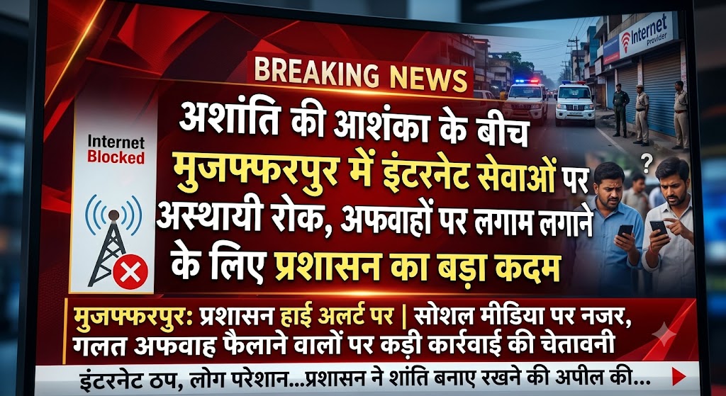 अशांति की आशंका के बीच मुजफ्फरपुर में इंटरनेट सेवाओं पर अस्थायी रोक, अफवाहों पर लगाम लगाने के लिए प्रशासन का बड़ा कदम