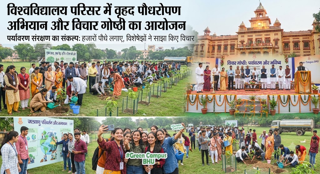 विश्वविद्यालय परिसर में वृहद पौधरोपण अभियान और विचार गोष्ठी का आयोजन; वक्ताओं ने पर्यावरण संरक्षण पर रखी अपनी बात, प्रकृति प्रेम का दिया संदेश