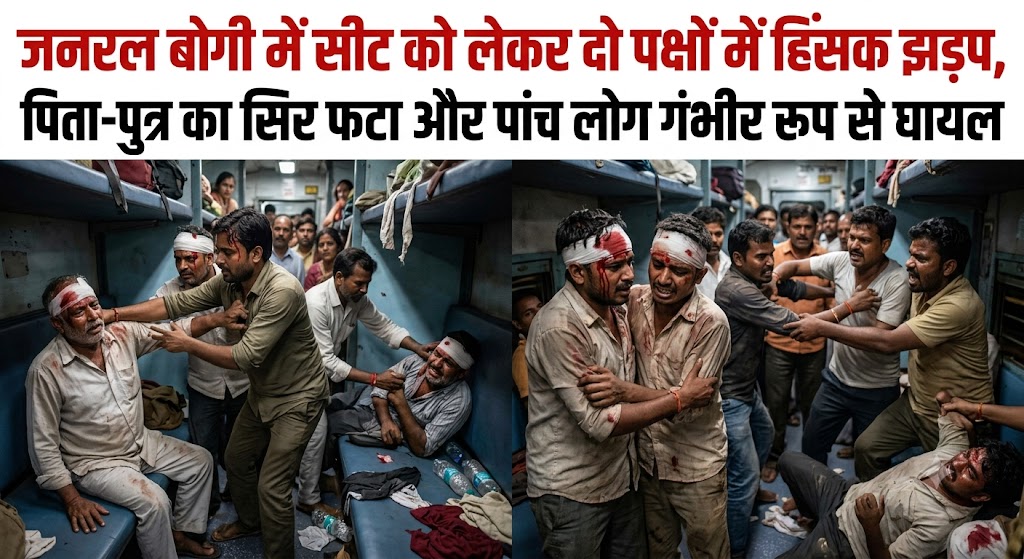 जनरल बोगी में सीट को लेकर दो पक्षों में हिंसक झड़प, पिता-पुत्र का सिर फटा और पांच लोग गंभीर रूप से घायल