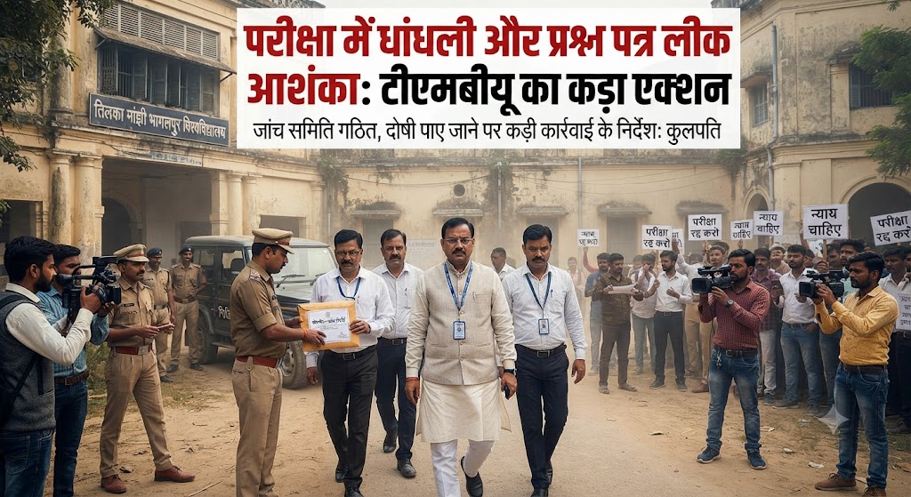 परीक्षा में धांधली और प्रश्न पत्र लीक की आशंका परटीएमबीयू का कड़ा एक्शन; फिजिक्स और गणित विभाग के दोनों हेड से 48 घंटे में मांगा गया स्पष्टीकरण, मची खलबली