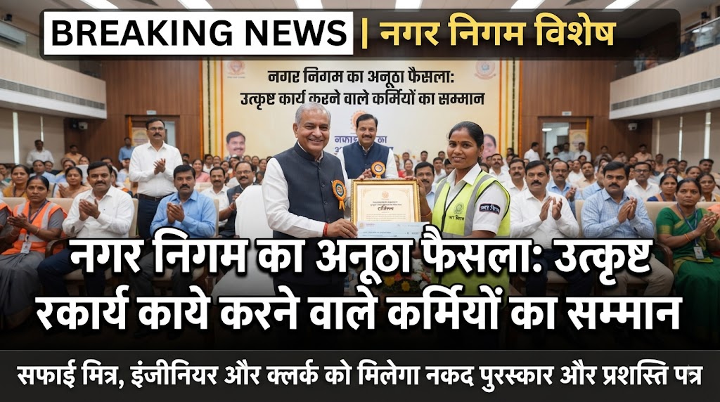 नगर निगम का अनूठा फैसला उत्कृष्ट कार्य करने वाले कर्मियों, प्रभारियों व सेवानिवृत्त कर्मियों को किया जाएगा सम्मानित, बढ़ेगा कर्मचारियों का मनोबल