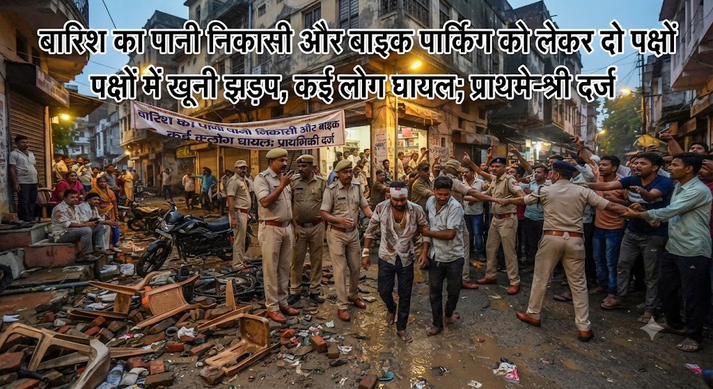 बारिश का पानी निकासी और बाइक पार्किंग को लेकर दो पक्षों में खूनी झड़प, कई लोग घायल; प्राथमिकी दर्ज