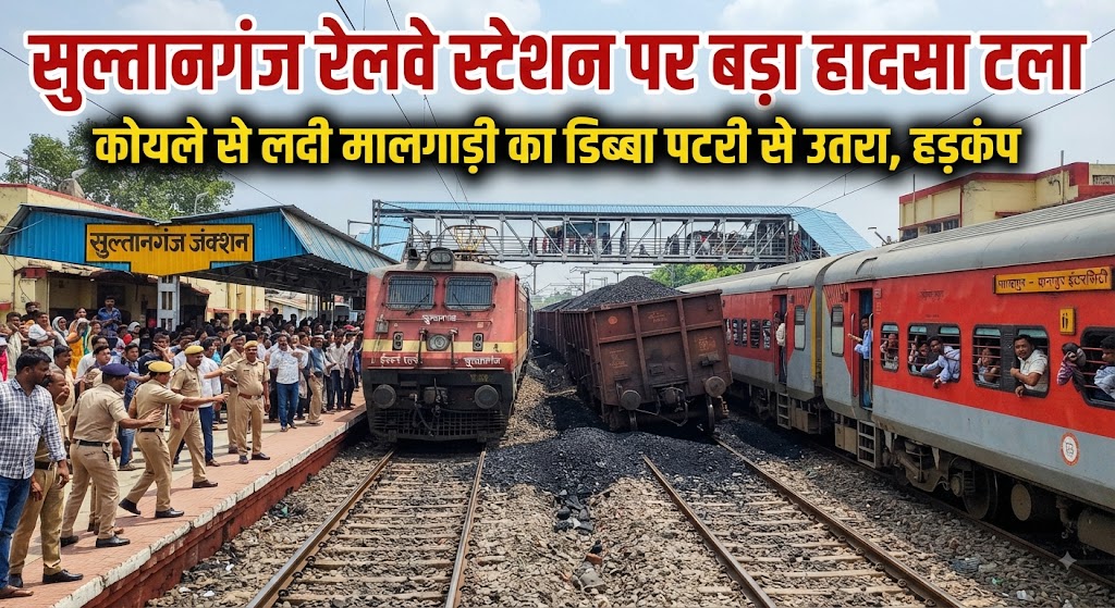 सुल्तानगंज रेलवे स्टेशन पर बड़ा हादसा टला कोयला लदी मालगाड़ी की बोगी में अचानक लगी आग; मची अफरातफरी, फायर ब्रिगेड और रेलवे कर्मियों की सूझबूझ से पाया गया काबू