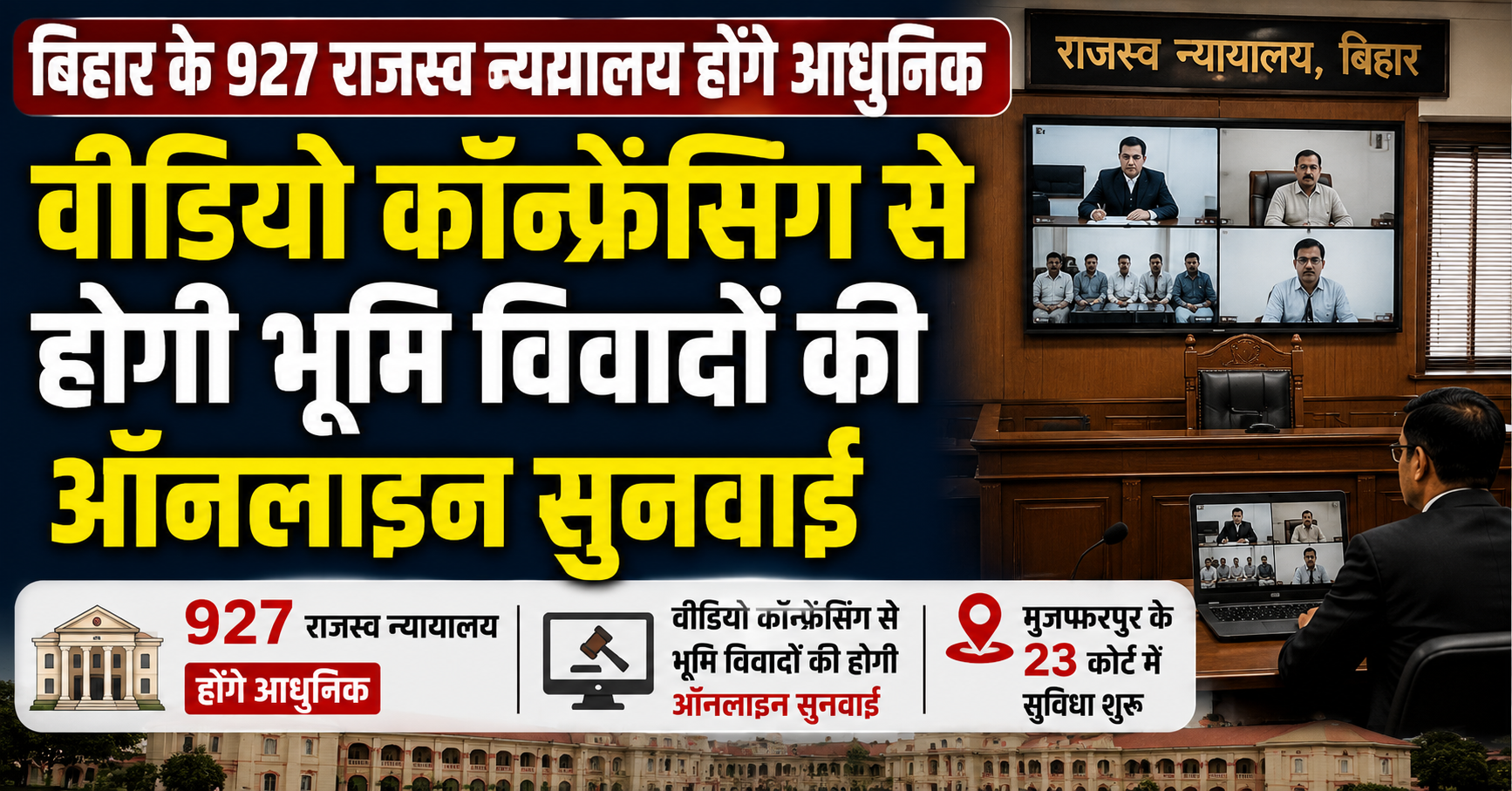 बिहार के 927 राजस्व न्यायालय होंगे आधुनिक, वीडियो कॉन्फ्रेंसिंग से होगी भूमि विवादों की ऑनलाइन सुनवाई; मुजफ्फरपुर के 23 कोर्ट में सुविधा शुरू