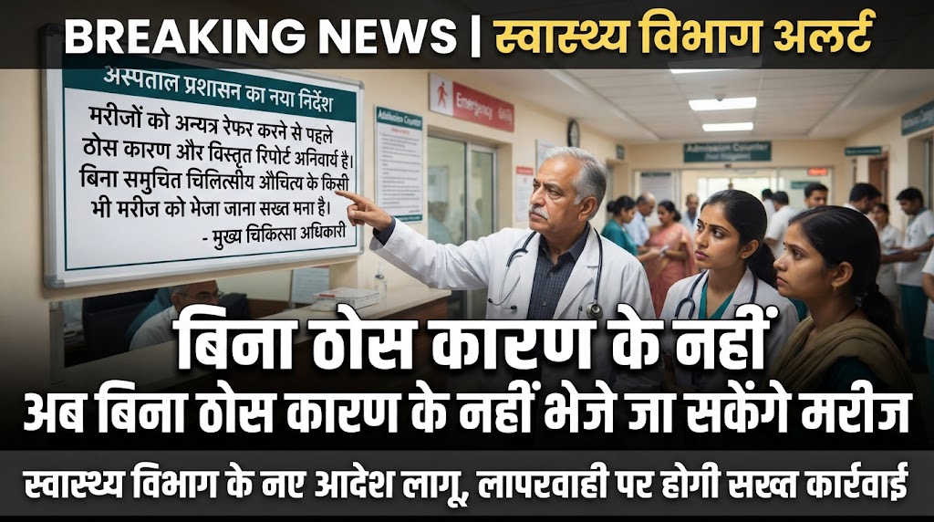 मरीजों के रेफरल सिस्टम को पारदर्शी और सुगम बनाने के लिए नया निर्देश जारी, अब बिना ठोस कारण के नहीं भेजे जा सकेंगे मरीज
