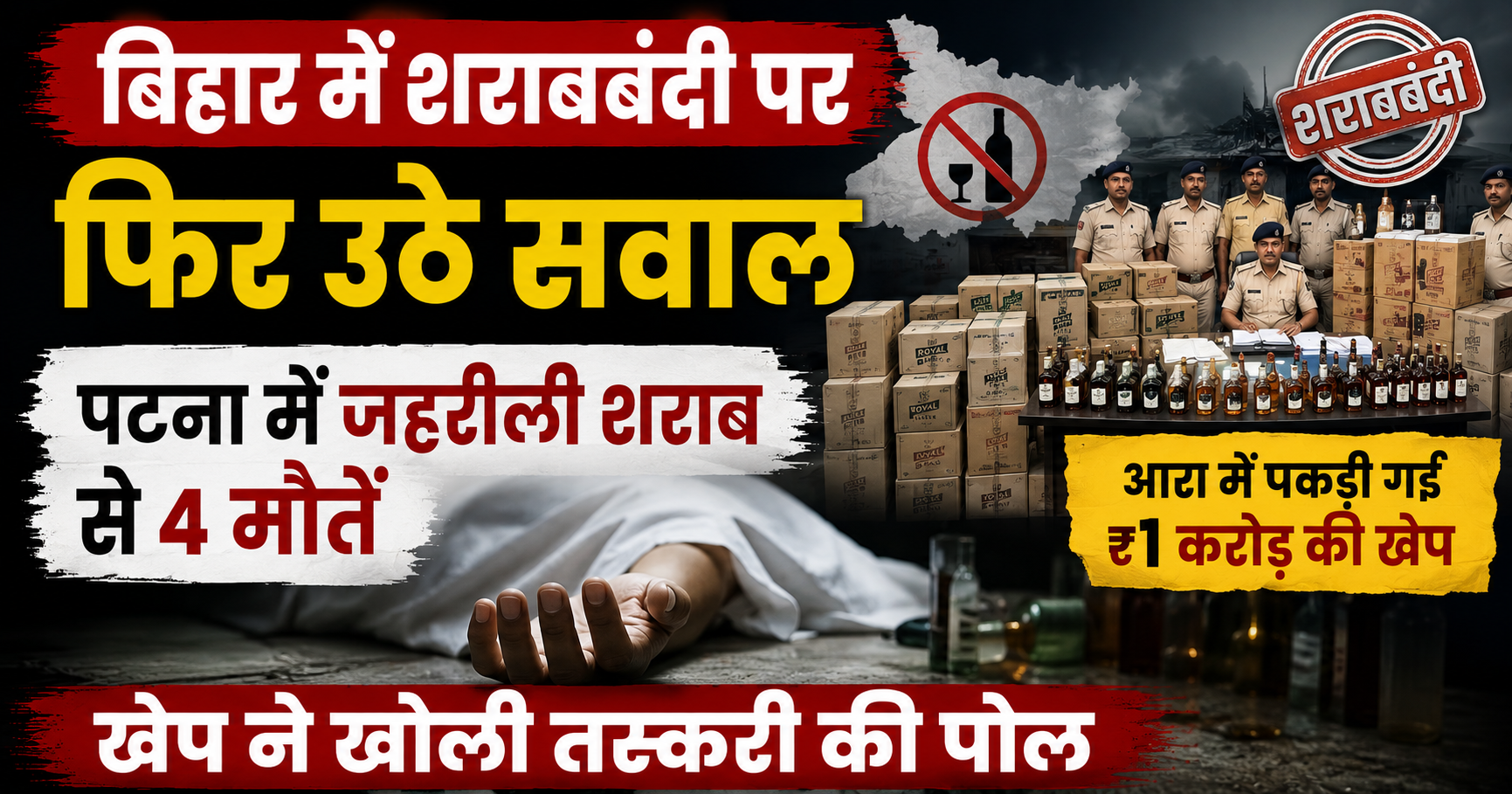 बिहार में शराबबंदी पर फिर उठे सवाल, पटना में जहरीली शराब से 4 मौतें; आरा में पकड़ी गई ₹1 करोड़ की खेप ने खोली तस्करी की पोल