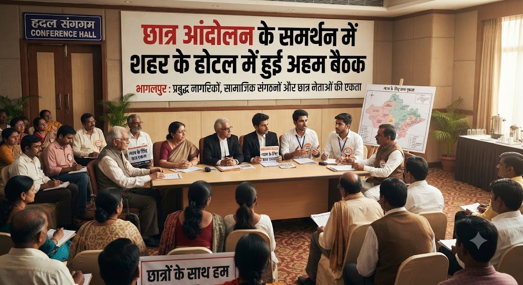 छात्र आंदोलन के समर्थन में शहर के होटल में हुई अहम बैठक; गिरफ्तार छात्रों की बेर्दग रिहाई और दर्ज मुकदमे वापस लेने की उठी पुरजोर मांग, एक दिवसीय धरना प्रदर्शन का हुआ बड़ा ऐलान