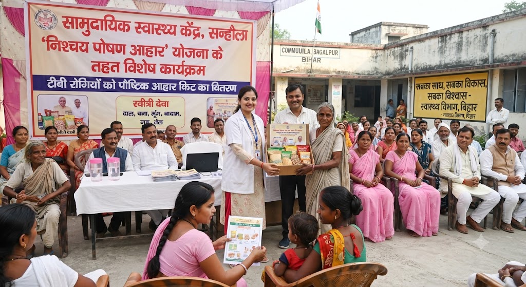 सामुदायिक स्वास्थ्य केंद्र सन्हौला में 'निश्चय पोषण आहार' योजना के तहत विशेष कार्यक्रम का आयोजन; टीबी रोगियों के बीच पोषण सामग्री और वित्तीय सहायता वितरण को लेकर स्वास्थ्य प्रशासन सख्त और सक्रिय