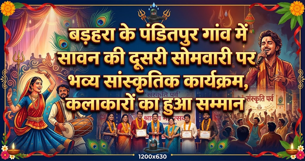 बड़हरा के पंडितपुर गांव में सावन की दूसरी सोमवारी पर भव्य सांस्कृतिक कार्यक्रम, कलाकारों का हुआ सम्मान