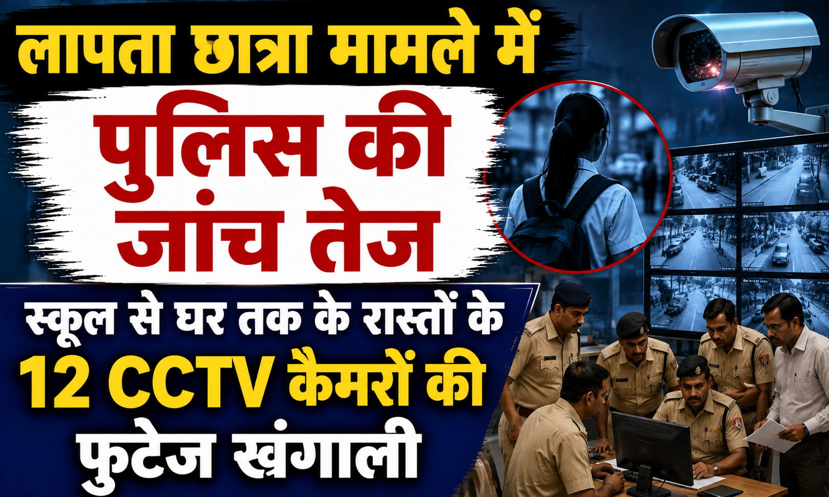 लापता छात्रा मामले में पुलिस की जांच तेज, स्कूल से घर तक के रास्तों के 12 CCTV कैमरों की फुटेज खंगाली