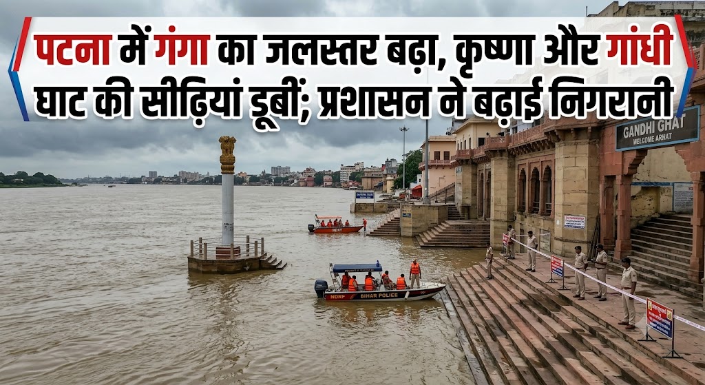 Ganga Water Level Rises Rapidly in Patna, Steps of Krishna and Gandhi Ghats Submerged; Administration on Alert