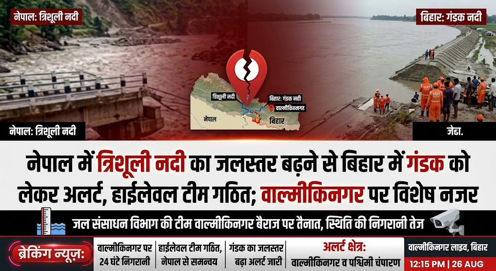 नेपाल में त्रिशूली नदी का जलस्तर बढ़ने से बिहार में गंडक को लेकर अलर्ट, हाईलेवल टीम गठित; वाल्मीकिनगर पर विशेष नजर