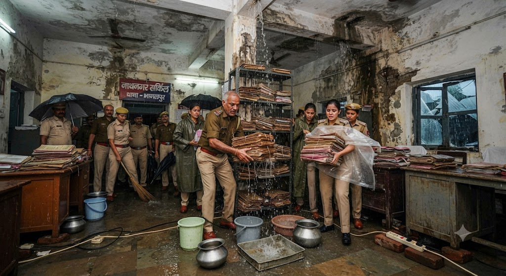नाथनगर सर्किल थाना भवन जर्जर, बारिश में टपकता है पानी पुलिसकर्मियों की सुरक्षा को लेकर चिंता, महिला पुलिसकर्मियों के लिए नया बैरक तैयार