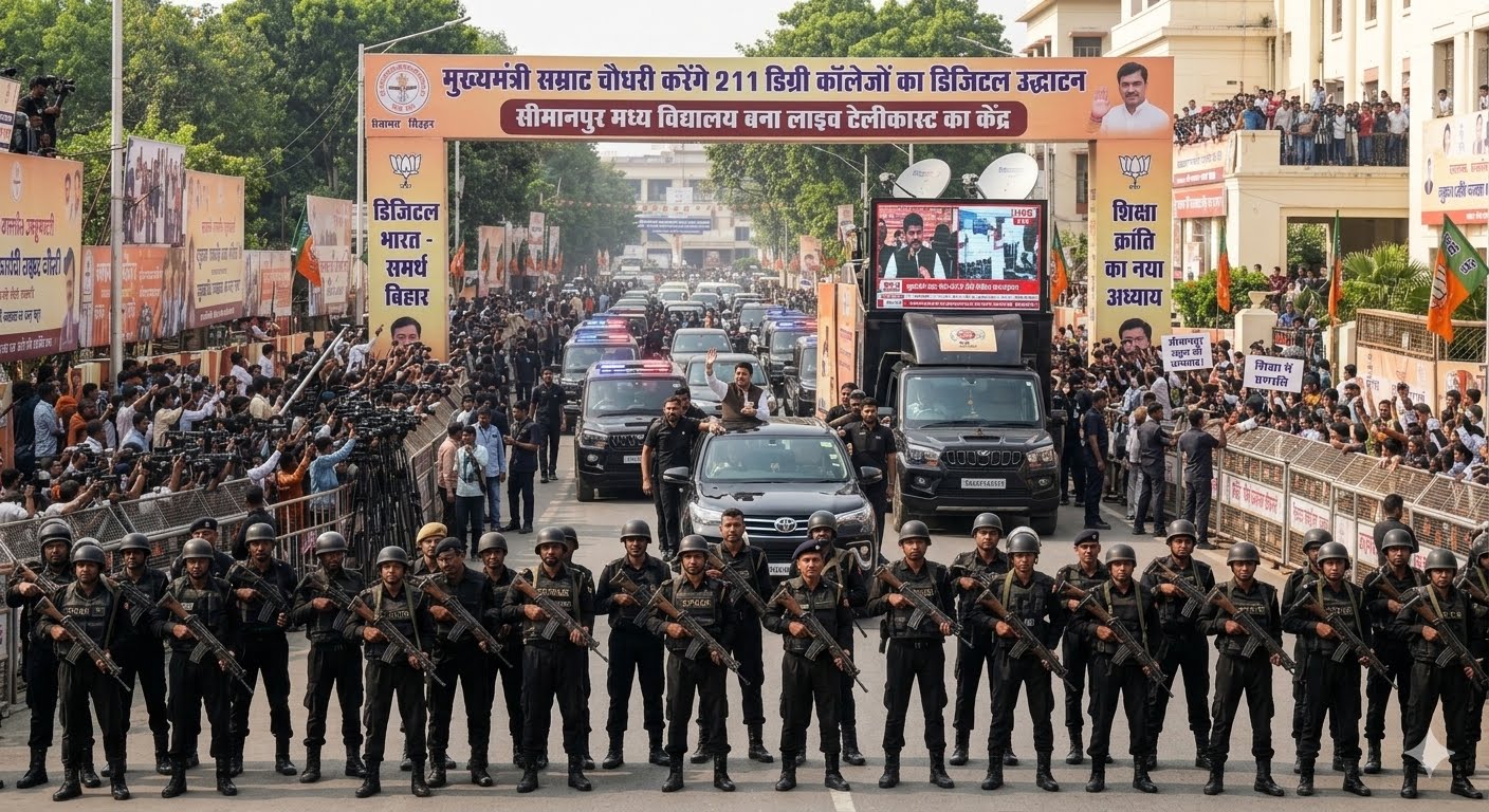मुख्यमंत्री सम्राट चौधरी के आगमन पर सुरक्षा और व्यवस्था का अभेद्य चक्रव्यूह
