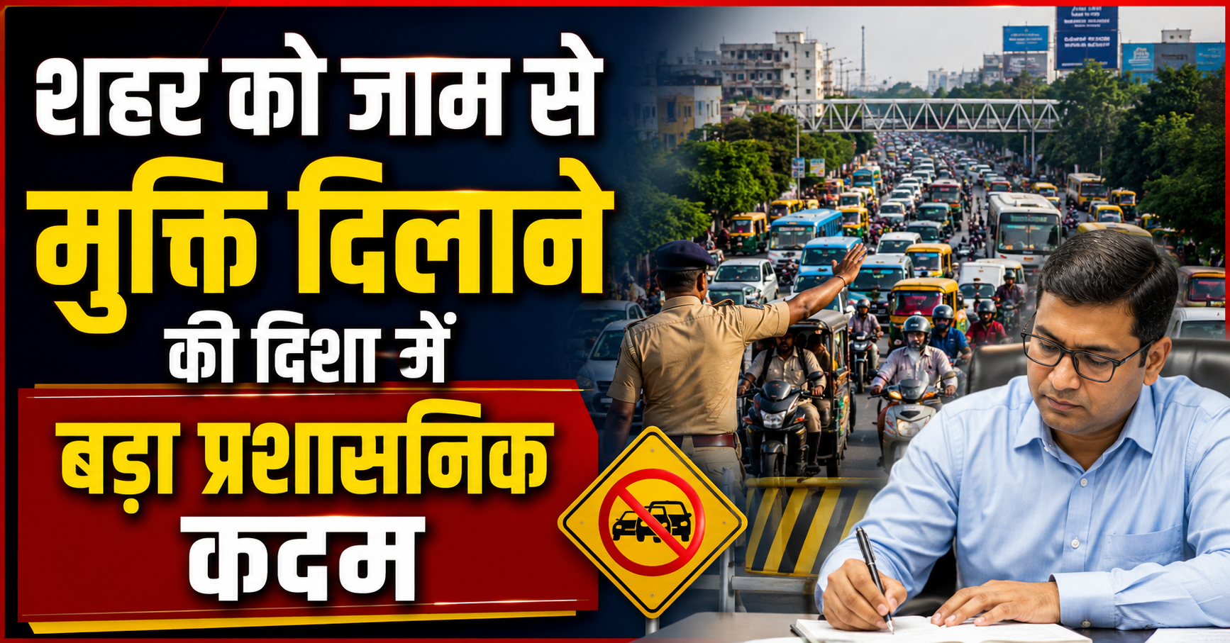 Major Administrative Step to Free the City from Traffic Jams; Entry of Four-Wheelers and Heavy Vehicles from Krishngarh Chowk Towards the Market Banned, Large Vehicles to Now Pass Through the Four-Lane