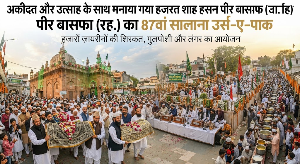 अकीदत और उत्साह के साथ मनाया गया हजरत शाह हसन पीर बासफा (रह.) का 87वां सालाना उर्स-ए-पाक; नगर आयुक्त ने किया उद्घाटन, मजार पर चादरपोशी कर मांगी देश में अमन-चैन की दुआ