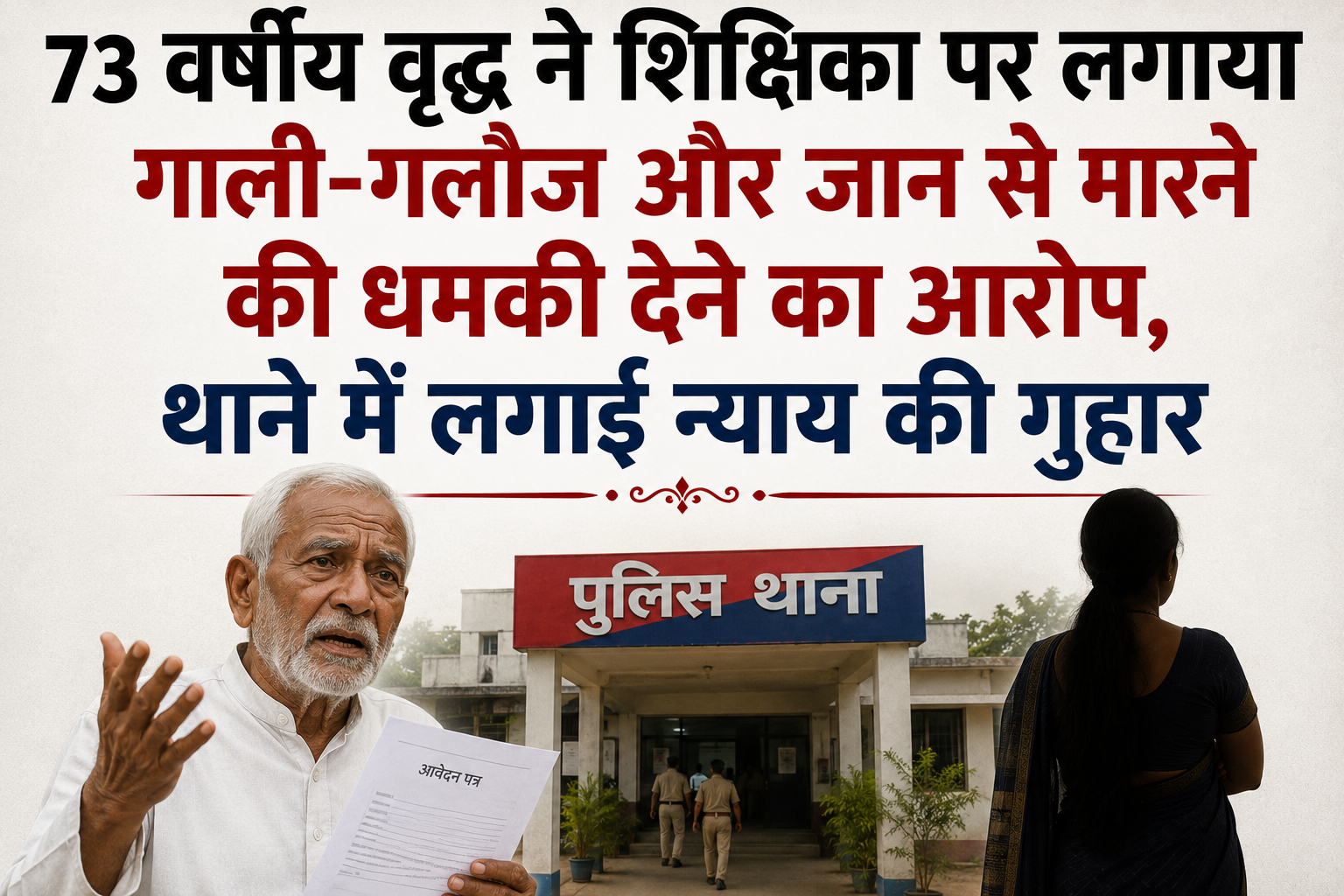 3 वर्षीय वृद्ध ने शिक्षिका पर लगाया गाली-गलौज और जान से मारने की धमकी देने का आरोप, थाने में लगाई न्याय की गुहार
