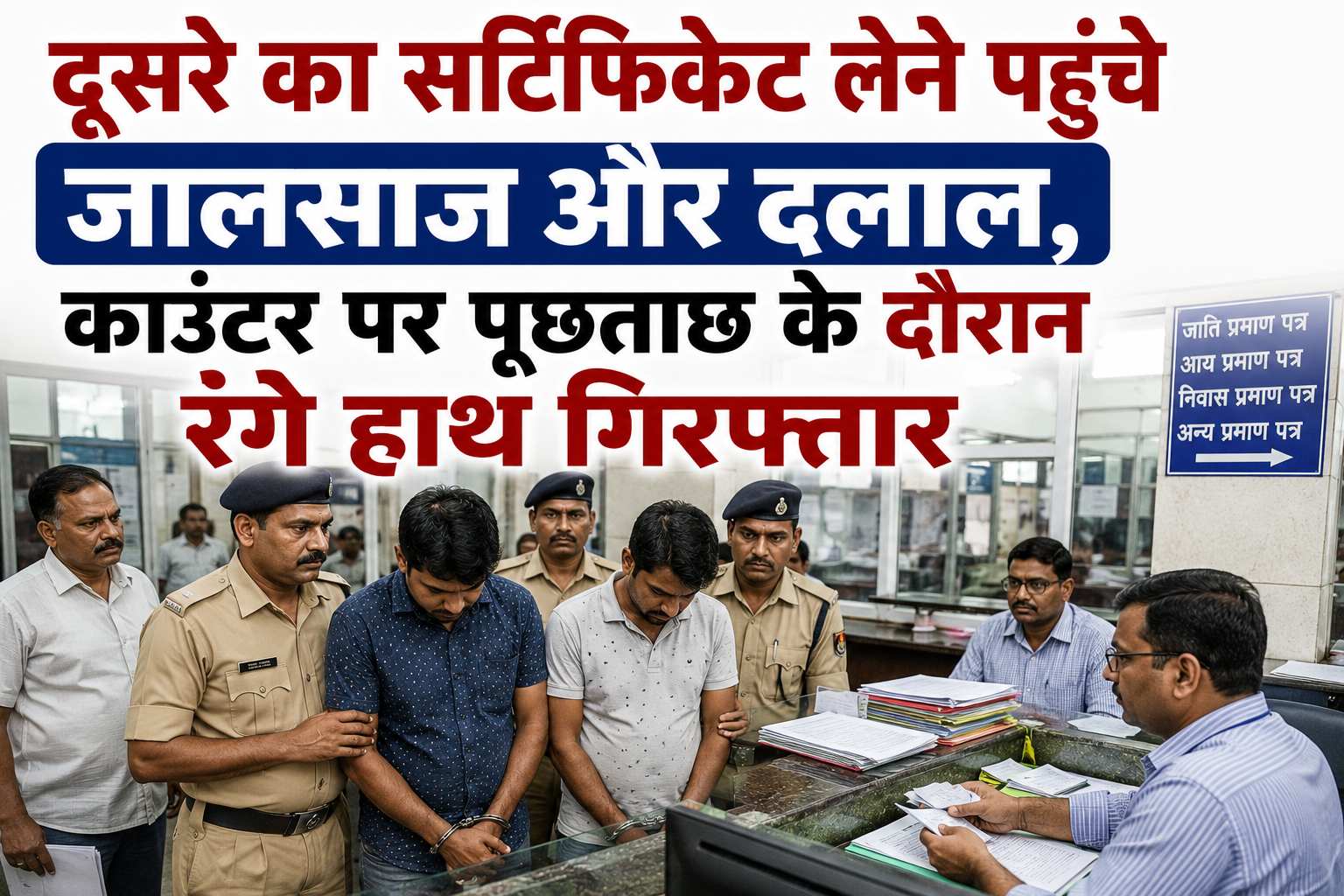 दूसरे का सर्टिफिकेट लेने पहुंचे जालसाज और दलाल, काउंटर पर पूछताछ के दौरान रंगे हाथ गिरफ्तार