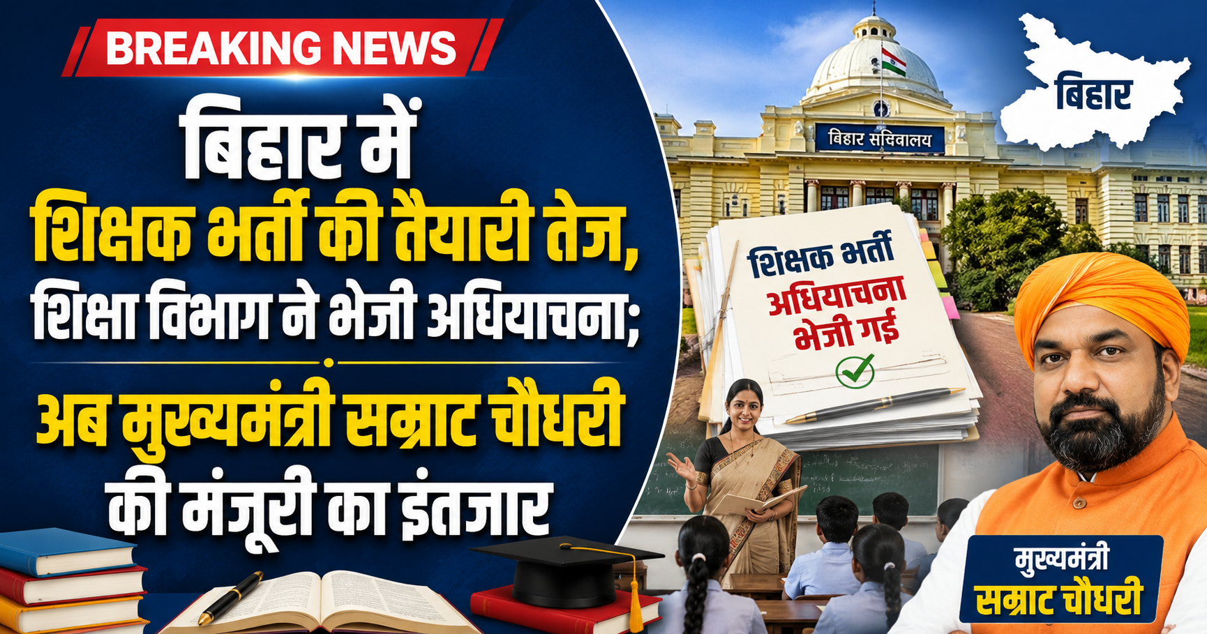 बिहार में शिक्षक भर्ती की तैयारी तेज, शिक्षा विभाग ने भेजी अधियाचना; अब मुख्यमंत्री सम्राट चौधरी की मंजूरी का इंतजार