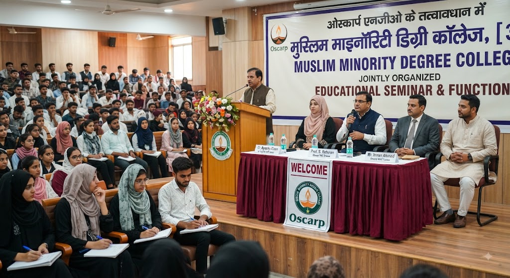 ओस्कार्प एनजीओ के तत्वावधान में मुस्लिम माइनॉरिटी डिग्री कॉलेज में वक्ताओं ने युवाओं को मिसाइल मैन के सपनों का भारत गढ़ने का किया आह्वान