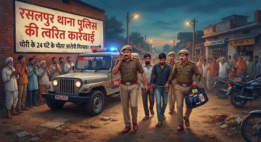 रसलपुर थाना पुलिस की त्वरित कार्रवाई; गुप्त सूचना के आधार पर छापेमारी कर आरोपी को किया गिरफ्तार, आवश्यक पूछताछ के बाद भेजा न्यायिक हिरासत में